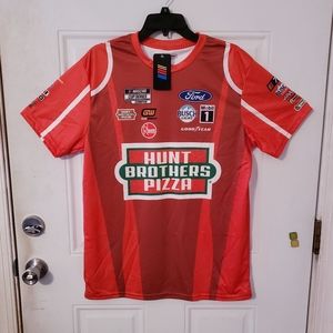 Nascar Stewarts-Haas racing Hunts Brothers Pizza Uniform shirt & a can Koozie